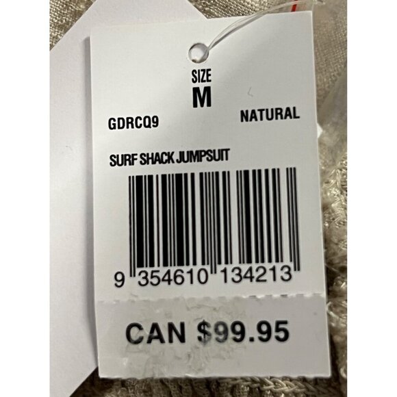 Rip Curl Women Surf Shack Jumpsuit Natural Stripe Button Front Linen Medium New - Picture 9 of 11